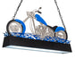 Meyda Lighting Motorcycle 39" 2-Light Multi-Colored Island Pendant Light With Prismatic Clear Acrylic Shade