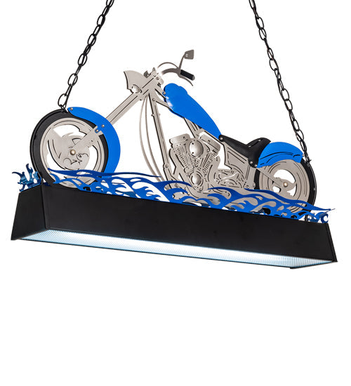 Meyda Lighting Motorcycle 39" 2-Light Multi-Colored Island Pendant Light With Prismatic Clear Acrylic Shade