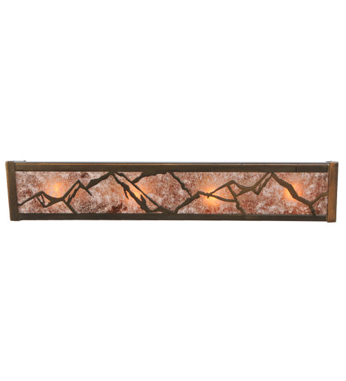 Meyda Lighting Mountain 24" 4-Light Antique Copper Range Vanity Light With Silver Mica Shade Glass