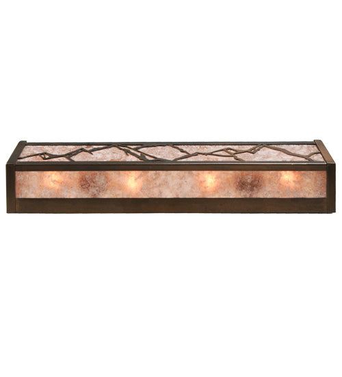 Meyda Lighting Mountain 24" 4-Light Antique Copper Range Vanity Light With Silver Mica Shade Glass