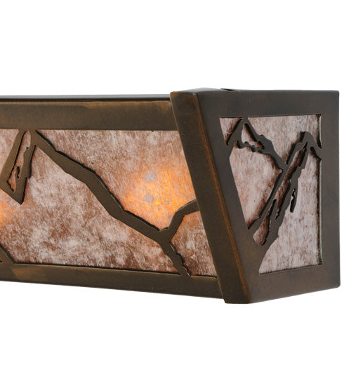 Meyda Lighting Mountain 24" 4-Light Antique Copper Range Vanity Light With Silver Mica Shade Glass