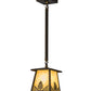 Meyda Lighting Mountain Pine 10" Antique Copper Mini Pendant Light With Beige Art Shade Glass