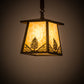 Meyda Lighting Mountain Pine 10" Antique Copper Mini Pendant Light With Beige Art Shade Glass