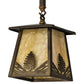 Meyda Lighting Mountain Pine 10" Antique Copper Mini Pendant Light With Beige Art Shade Glass