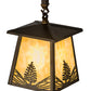 Meyda Lighting Mountain Pine 10" Antique Copper Mini Pendant Light With Beige Art Shade Glass