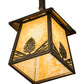 Meyda Lighting Mountain Pine 10" Antique Copper Mini Pendant Light With Beige Art Shade Glass