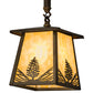 Meyda Lighting Mountain Pine 10" Antique Copper Mini Pendant Light With Beige Art Shade Glass