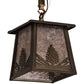 Meyda Lighting Mountain Pine 10" Antique Copper Mini Pendant Light With Silver Mica Shade Glass