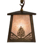 Meyda Lighting Mountain Pine 10" Antique Copper Mini Pendant Light With Silver Mica Shade Glass