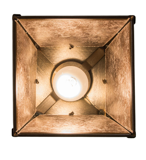 Meyda Lighting Mountain Pine 10" Antique Copper Mini Pendant Light With Silver Mica Shade Glass