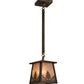 Meyda Lighting Mountain Pine 10" Antique Copper Mini Pendant Light With Silver Mica Shade Glass