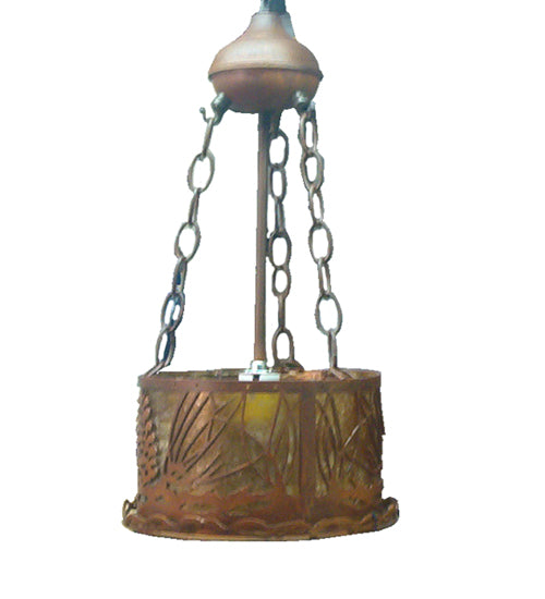 Meyda Lighting Mountain Pine 10" Rust Inverted Pendant Light With Amber Mica Shade Glass
