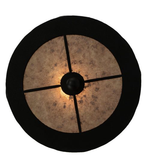 Meyda Lighting Mountain Pine 10" Textured Black Inverted Pendant Light With Silver Mica Shade Glass