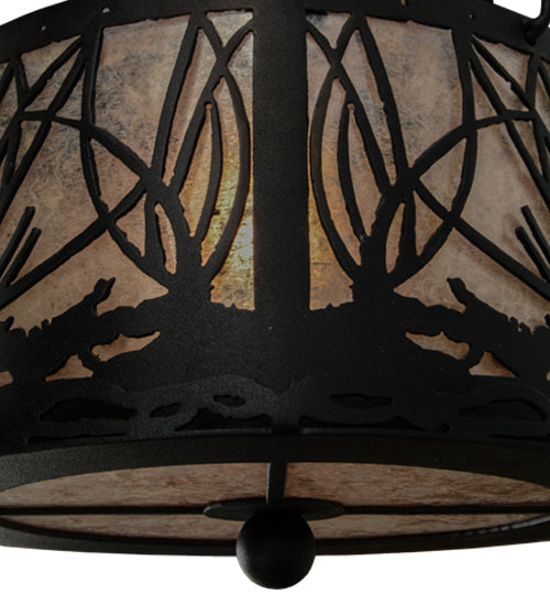 Meyda Lighting Mountain Pine 10" Textured Black Inverted Pendant Light With Silver Mica Shade Glass