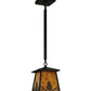 Meyda Lighting Mountain Pine 10" Textured Black Mini Pendant Light With Amber Mica Shade Glass