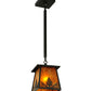 Meyda Lighting Mountain Pine 10" Textured Black Mini Pendant Light With Amber Mica Shade Glass