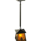 Meyda Lighting Mountain Pine 10" Textured Black Mini Pendant Light With Amber Mica Shade Glass
