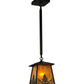 Meyda Lighting Mountain Pine 10" Textured Black Mini Pendant Light With Amber Mica Shade Glass