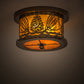 Meyda Lighting Mountain Pine 11" 2-Light Antique Copper Flush Mount Light With Amber Mica Shade Glass