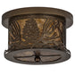 Meyda Lighting Mountain Pine 11" 2-Light Antique Copper Flush Mount Light With Amber Mica Shade Glass