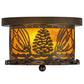 Meyda Lighting Mountain Pine 11" 2-Light Antique Copper Flush Mount Light With Amber Mica Shade Glass