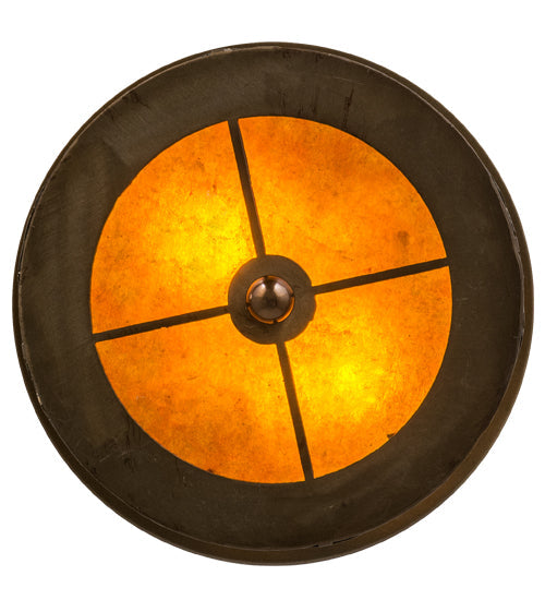 Meyda Lighting Mountain Pine 11" 2-Light Antique Copper Flush Mount Light With Amber Mica Shade Glass