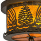 Meyda Lighting Mountain Pine 11" 2-Light Antique Copper Flush Mount Light With Amber Mica Shade Glass