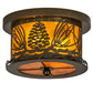 Meyda Lighting Mountain Pine 11" 2-Light Antique Copper Flush Mount Light With Amber Mica Shade Glass