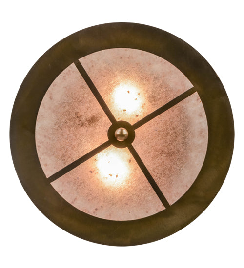 Meyda Lighting Mountain Pine 16" 2-Light Antique Copper Flush Mount Light With Silver Mica Shade Glass