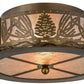 Meyda Lighting Mountain Pine 16" 2-Light Antique Copper Flush Mount Light With Silver Mica Shade Glass