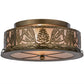 Meyda Lighting Mountain Pine 16" 2-Light Antique Copper Flush Mount Light With Silver Mica Shade Glass