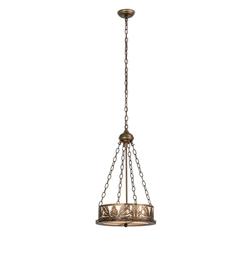 Meyda Lighting Mountain Pine 16" 2-Light Antique Copper Inverted Pendant Light With Silver Shade Glass