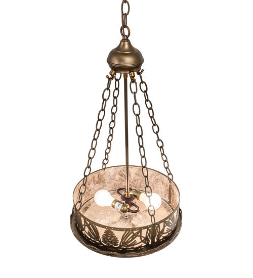 Meyda Lighting Mountain Pine 16" 2-Light Antique Copper Inverted Pendant Light With Silver Shade Glass