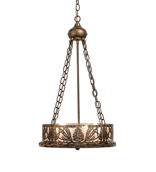 Meyda Lighting Mountain Pine 16" 2-Light Antique Copper Inverted Pendant Light With Silver Shade Glass