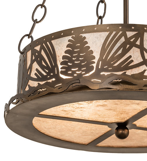 Meyda Lighting Mountain Pine 16" 2-Light Antique Copper Inverted Pendant Light With Silver Shade Glass
