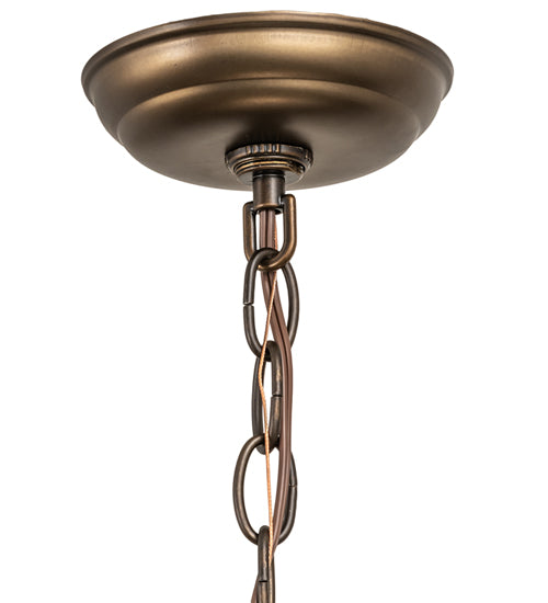 Meyda Lighting Mountain Pine 16" 2-Light Antique Copper Inverted Pendant Light With Silver Shade Glass