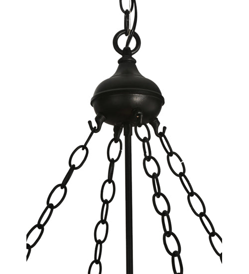 Meyda Lighting Mountain Pine 16" 2-Light Black Inverted Pendant Light With Amber Mica Shade Glass