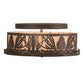 Meyda Lighting Mountain Pine 16" 2-Light Mahogany Bronze Flush Mount Light With Silver Mica Shade Glass