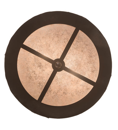 Meyda Lighting Mountain Pine 16" 2-Light Mahogany Bronze Flush Mount Light With Silver Mica Shade Glass
