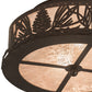Meyda Lighting Mountain Pine 16" 2-Light Mahogany Bronze Flush Mount Light With Silver Mica Shade Glass
