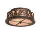 Meyda Lighting Mountain Pine 16" 2-Light Mahogany Bronze Flush Mount Light With Silver Mica Shade Glass