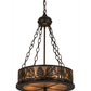 Meyda Lighting Mountain Pine 16" 4-Light Timeless Bronze Inverted Pendant Light With Silver Mica Shade Glass