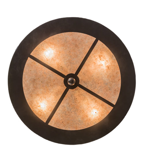 Meyda Lighting Mountain Pine 16" 4-Light Timeless Bronze Inverted Pendant Light With Silver Mica Shade Glass