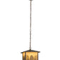 Meyda Lighting Mountain Pine 17" Antique Copper Lantern Pendant Light With Beige Art Shade Glass