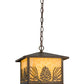 Meyda Lighting Mountain Pine 17" Antique Copper Lantern Pendant Light With Beige Art Shade Glass