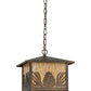 Meyda Lighting Mountain Pine 17" Antique Copper Lantern Pendant Light With Beige Art Shade Glass
