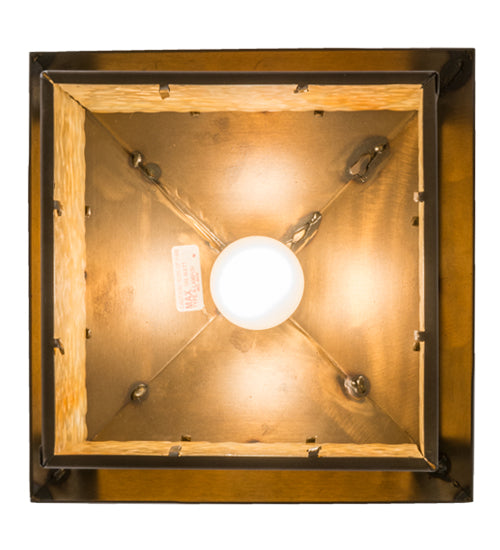 Meyda Lighting Mountain Pine 17" Antique Copper Lantern Pendant Light With Beige Art Shade Glass