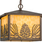 Meyda Lighting Mountain Pine 17" Antique Copper Lantern Pendant Light With Beige Art Shade Glass