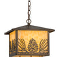 Meyda Lighting Mountain Pine 17" Antique Copper Lantern Pendant Light With Beige Art Shade Glass