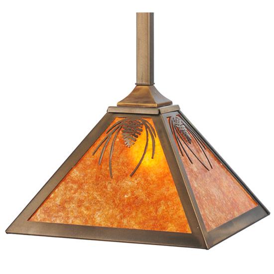 Meyda Lighting Mountain Pine 20" Antique Copper Pendant Light With Amber Mica Shade Glass